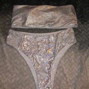 BNWT metallic bikini -  high waisted bottoms